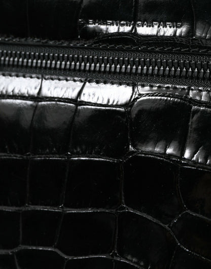 Balenciaga Schwarze Exotenleder Schulter Crossbody Kameratasche – Luxus für Damen
