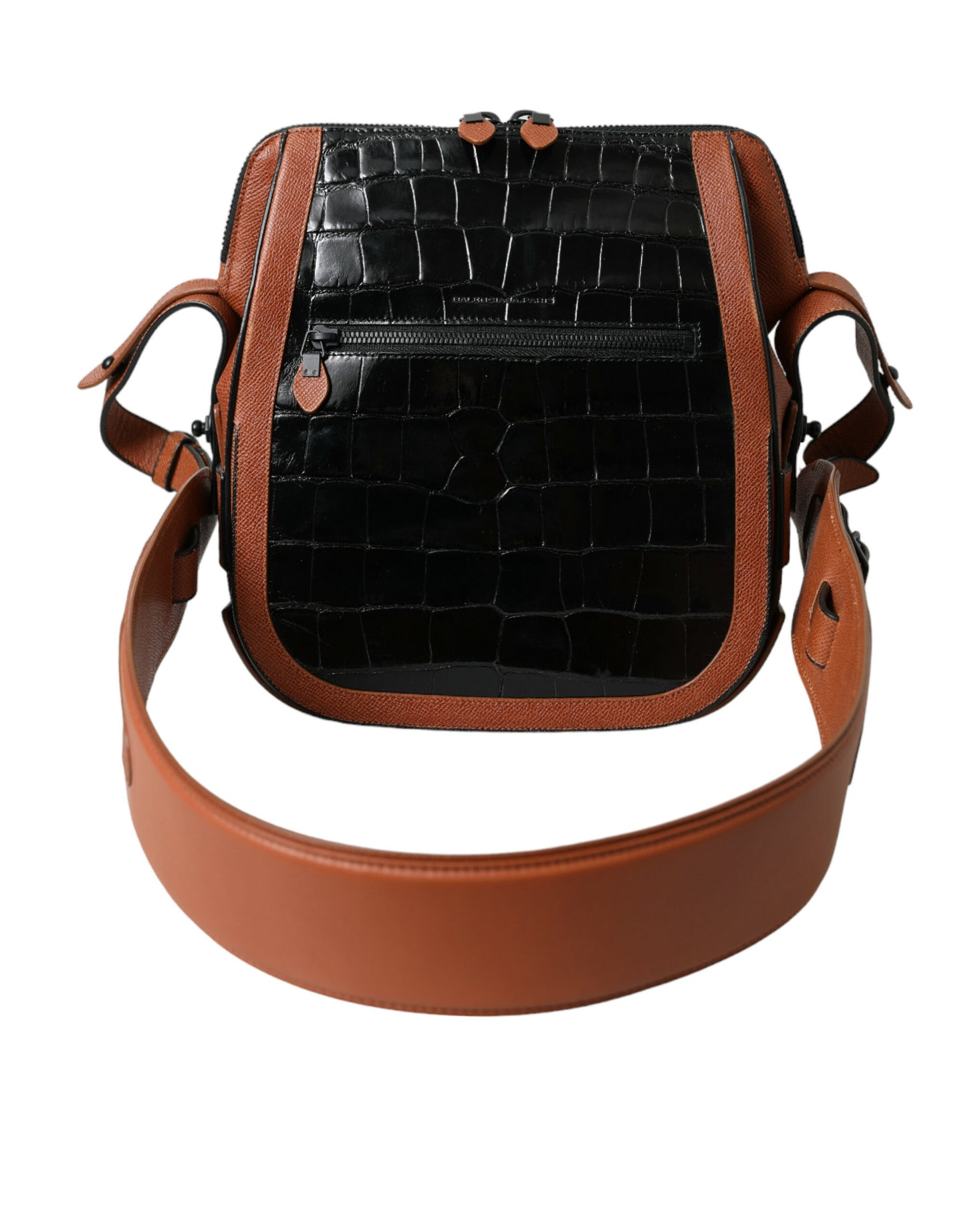 Balenciaga Schwarz Braun Exotische Haut Leder Vertikale Crossbody Geldbörse Tasche - Luxus pur