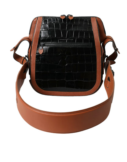 Balenciaga Schwarz Braun Exotische Haut Leder Vertikale Crossbody Geldbörse Tasche - Luxus pur