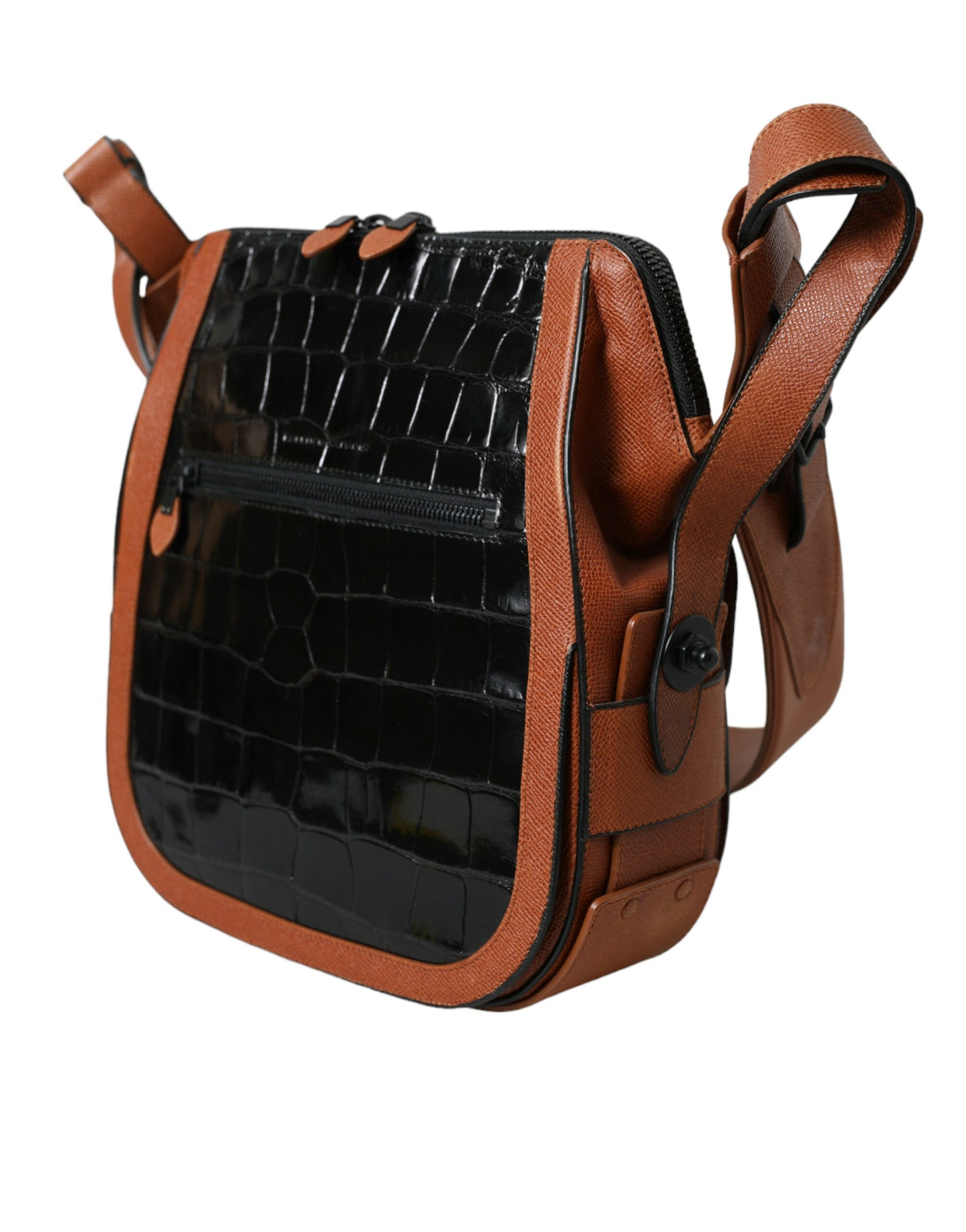 Balenciaga Schwarz Braun Exotische Haut Leder Vertikale Crossbody Geldbörse Tasche - Luxus pur