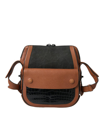 Balenciaga Schwarz Braun Exotische Haut Leder Vertikale Crossbody Geldbörse Tasche - Luxus pur