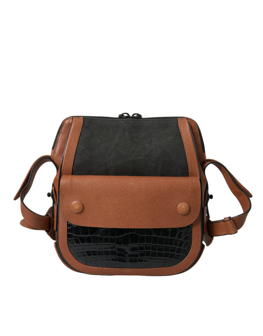 Balenciaga Schwarz Braun Exotische Haut Leder Vertikale Crossbody Geldbörse Tasche - Luxus pur