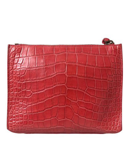Balenciaga Rote Exotische Haut Leder Classic Pouch - Elegante Handgelenktasche für Damen