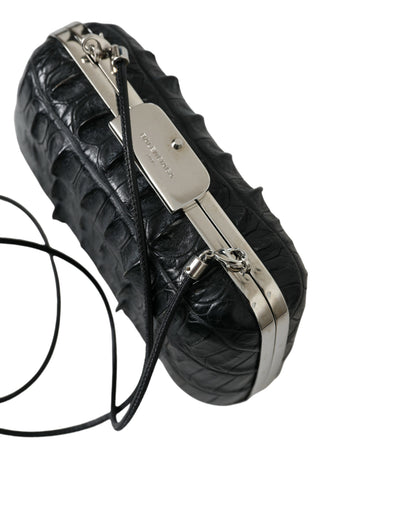 Balenciaga Schwarze Exotenhaut Leder Umhängetasche – Luxus Clutch Bag