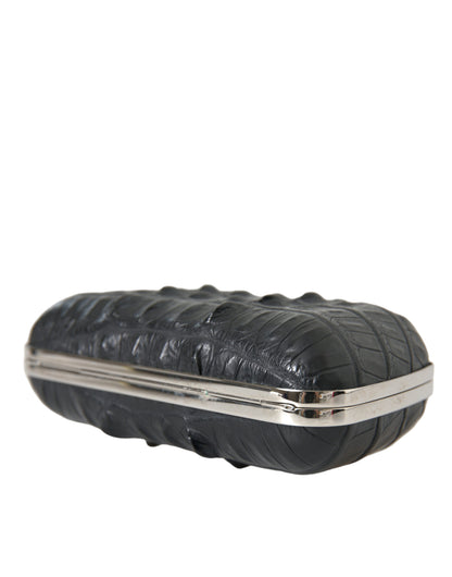Balenciaga Schwarze Exotenhaut Leder Umhängetasche – Luxus Clutch Bag