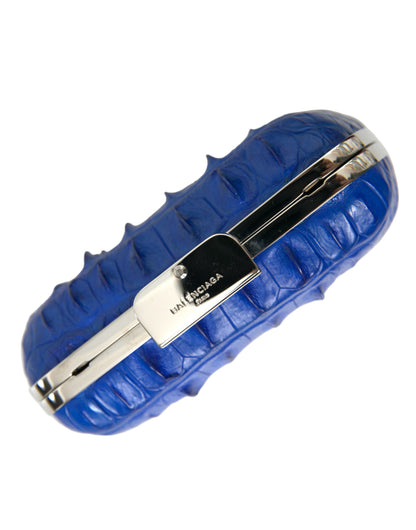 Balenciaga Exotische Krokodilleder Schulter Clutch in Blau Electrique