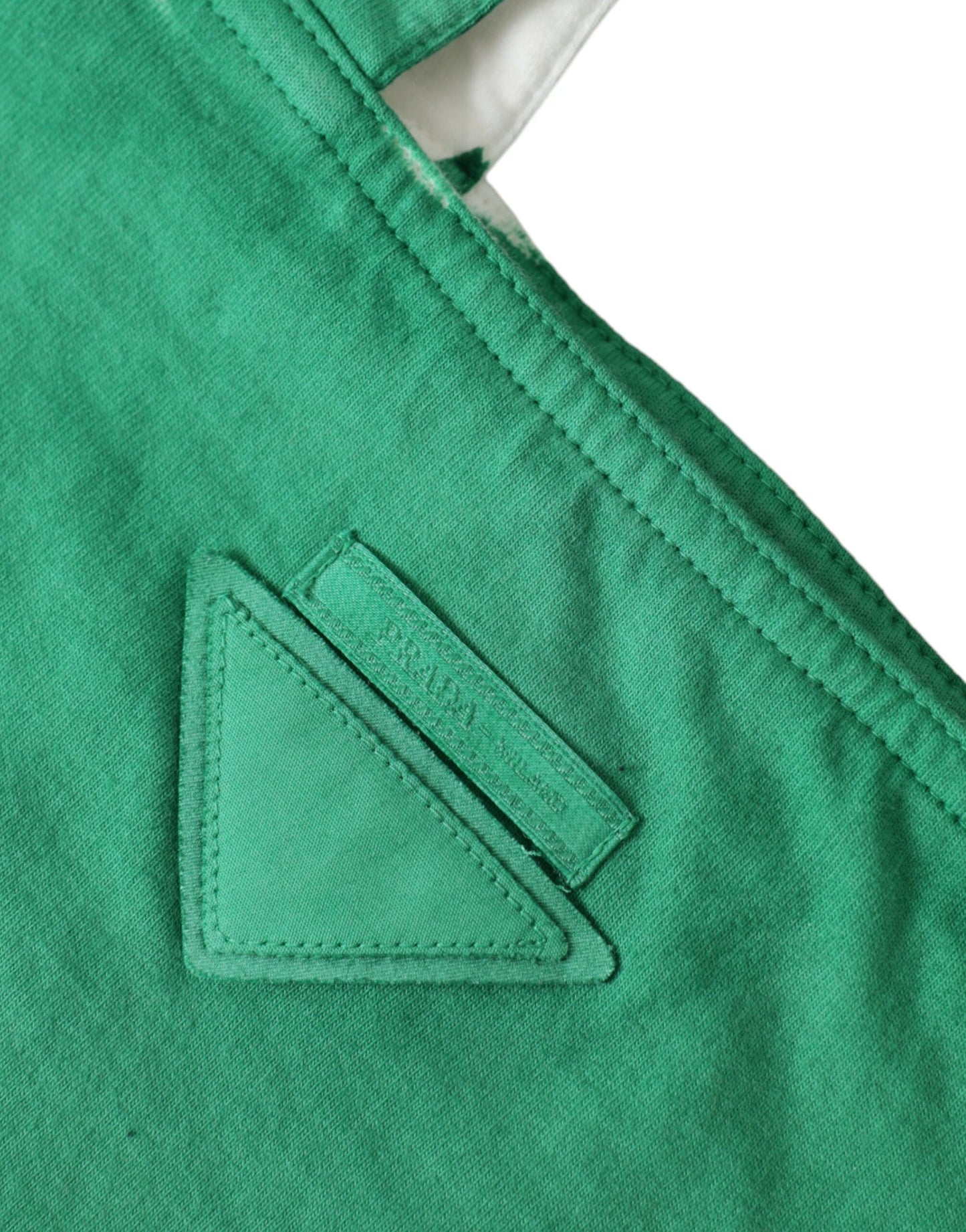 Prada Grüner Jersey Stoff Logo Umhängetasche – Exquisite Einkaufstasche für Damen