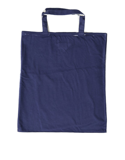 Prada Blauer Jersey Stoff Logo Schultertasche – Elegante Einkaufstasche