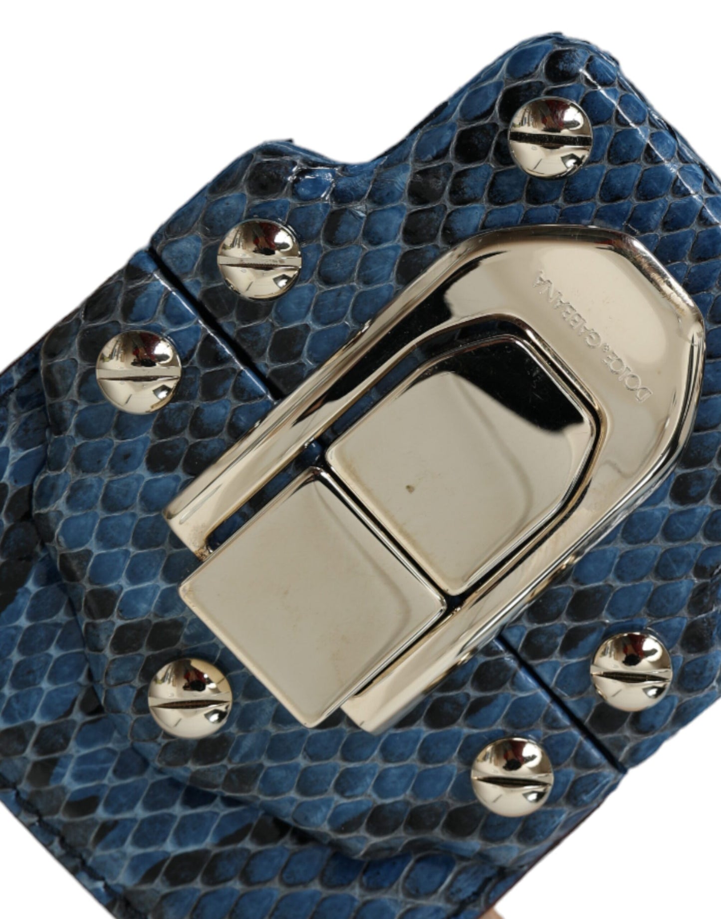 Dolce & Gabbana LUCIA Crossbody Geldbörse Tasche aus exotischem Leder in Blau und Beige
