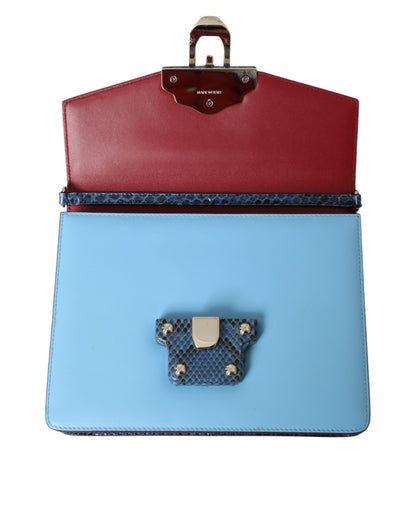 Dolce & Gabbana LUCIA Crossbody Geldbörse Tasche aus exotischem Leder in Blau und Beige