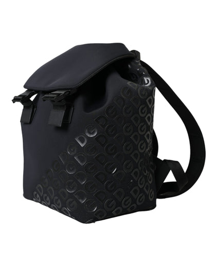 Dolce & Gabbana Schwarzer Neopren Nylon DG Logo Schulrucksack Tasche – Exklusiv und Elegant