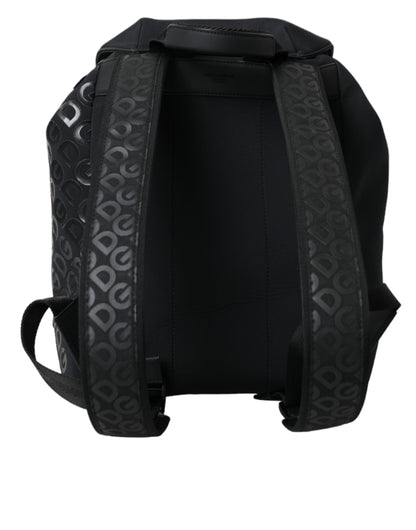 Dolce & Gabbana Schwarzer Neopren Nylon DG Logo Schulrucksack Tasche – Exklusiv und Elegant