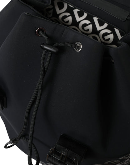 Dolce & Gabbana Schwarzer Neopren Nylon DG Logo Schulrucksack Tasche – Exklusiv und Elegant
