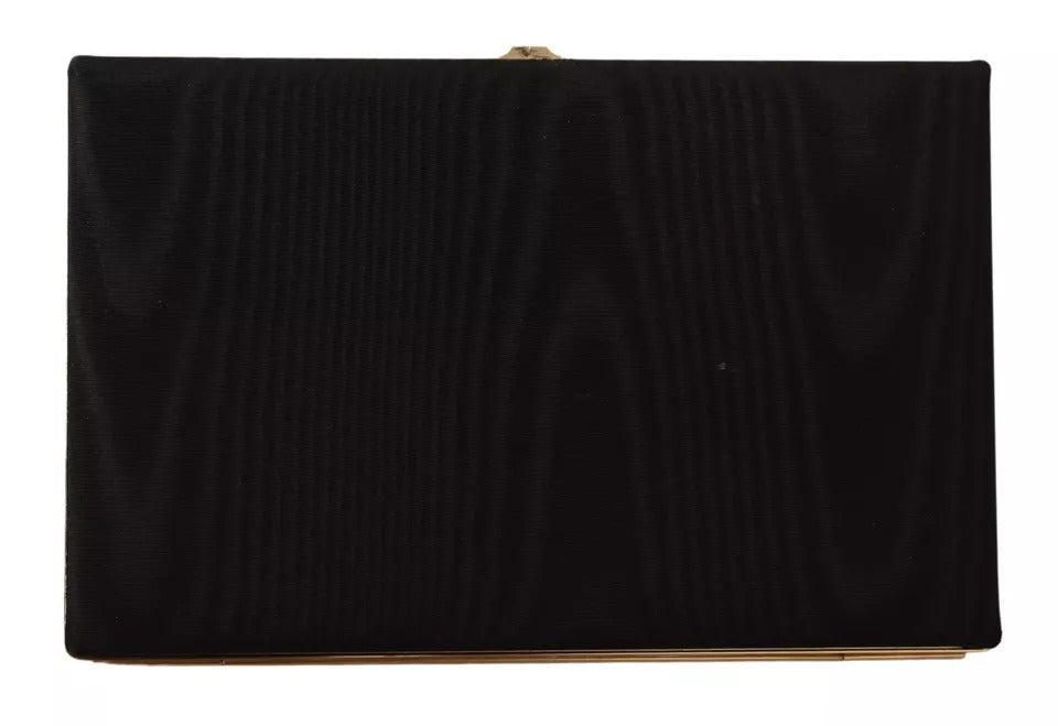 Dolce & Gabbana Schwarz Seide Gold Rahmen Kupplung Abend Handtasche