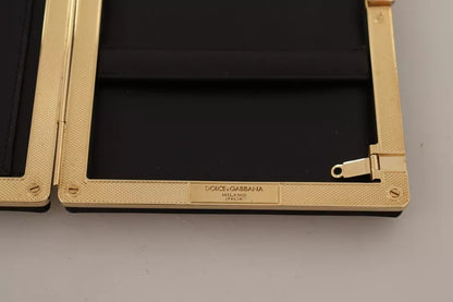 Dolce & Gabbana Schwarz Seide Gold Rahmen Kupplung Abend Handtasche