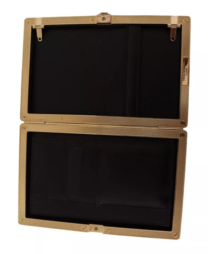 Dolce & Gabbana Schwarz Seide Gold Rahmen Kupplung Abend Handtasche
