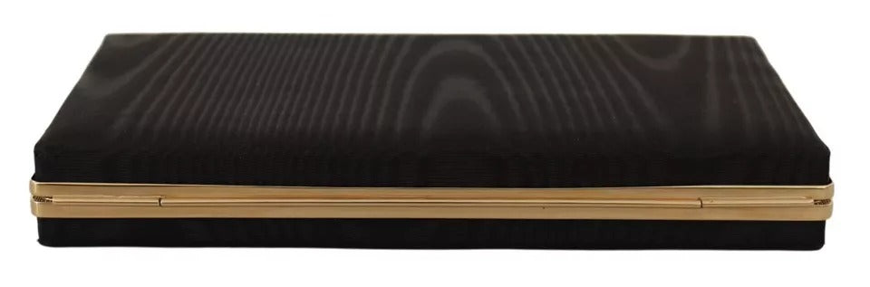 Dolce & Gabbana Schwarz Seide Gold Rahmen Kupplung Abend Handtasche