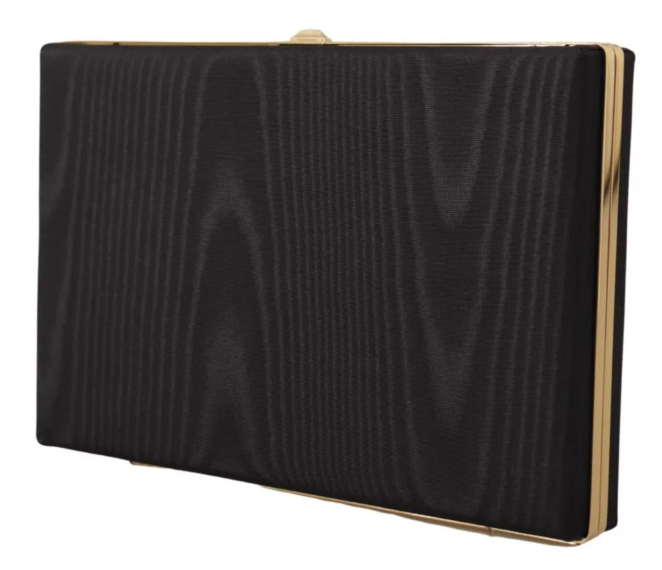 Dolce & Gabbana Miniatur-Clutch Schwarz mit Goldrahmen – Luxus Abendhandtasche
