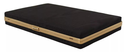 Dolce & Gabbana Miniatur-Clutch Schwarz mit Goldrahmen – Luxus Abendhandtasche