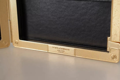 Dolce & Gabbana Miniatur-Clutch Schwarz mit Goldrahmen – Luxus Abendhandtasche
