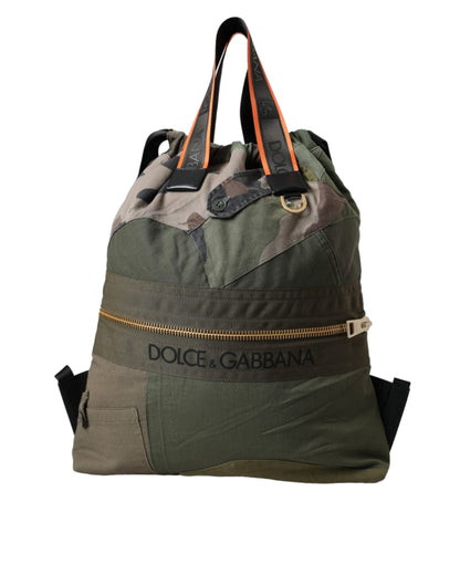 Dolce & Gabbana Militärgrüner Patchwork-Rucksack – Exklusive Designer Tasche