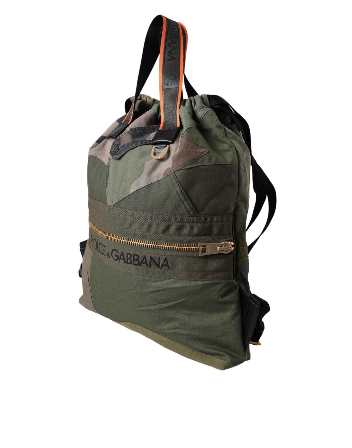 Dolce & Gabbana Militärgrüner Patchwork-Rucksack – Exklusive Designer Tasche