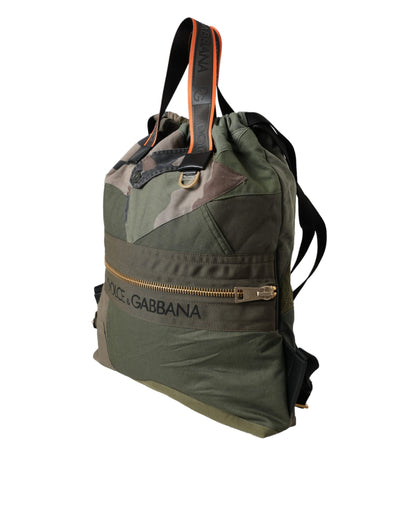 Dolce & Gabbana Militärgrüner Patchwork-Rucksack – Exklusive Designer Tasche