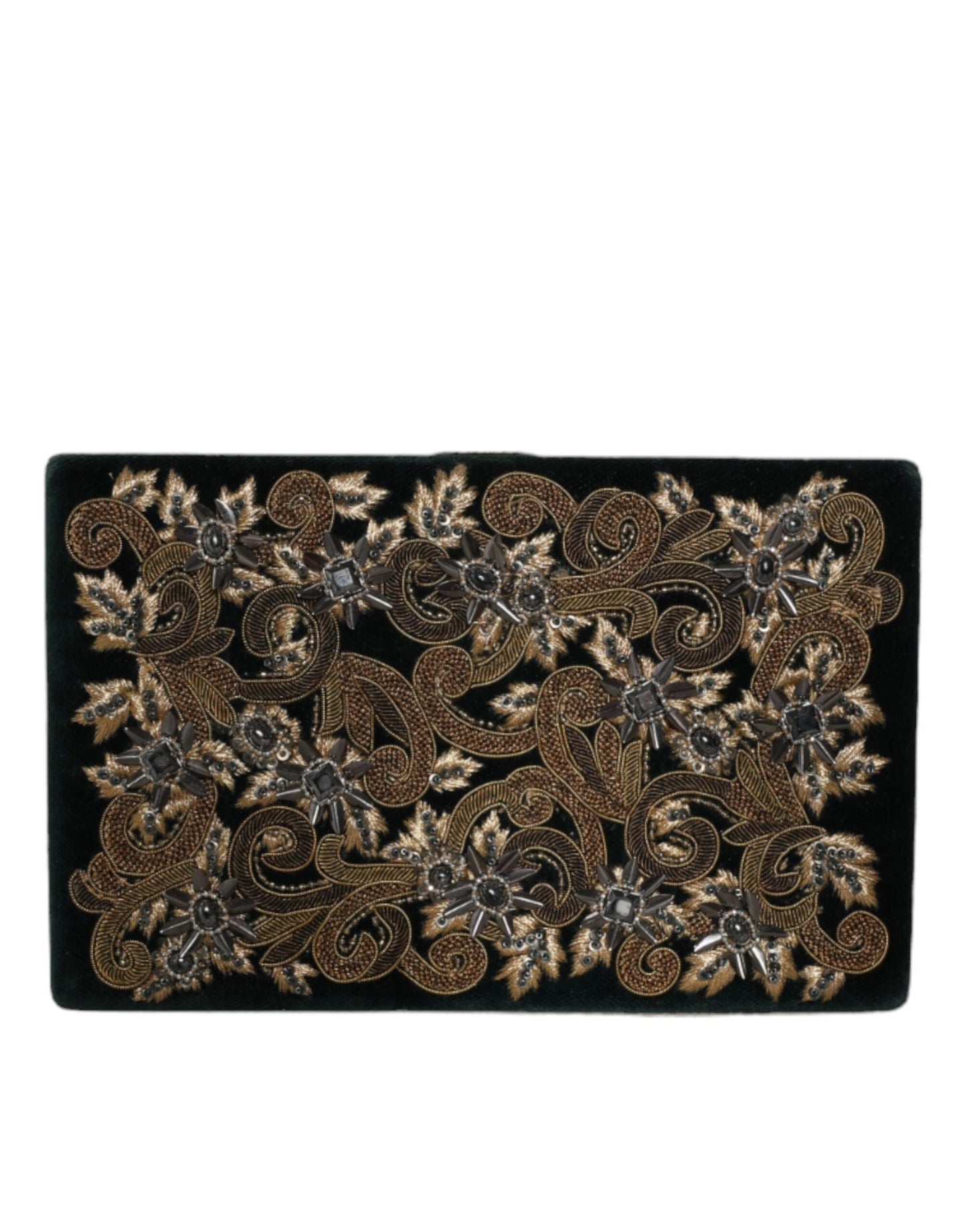Dolce & Gabbana Schwarze Samt Clutch mit Goldrahmen - Exklusive Abendhandtasche
