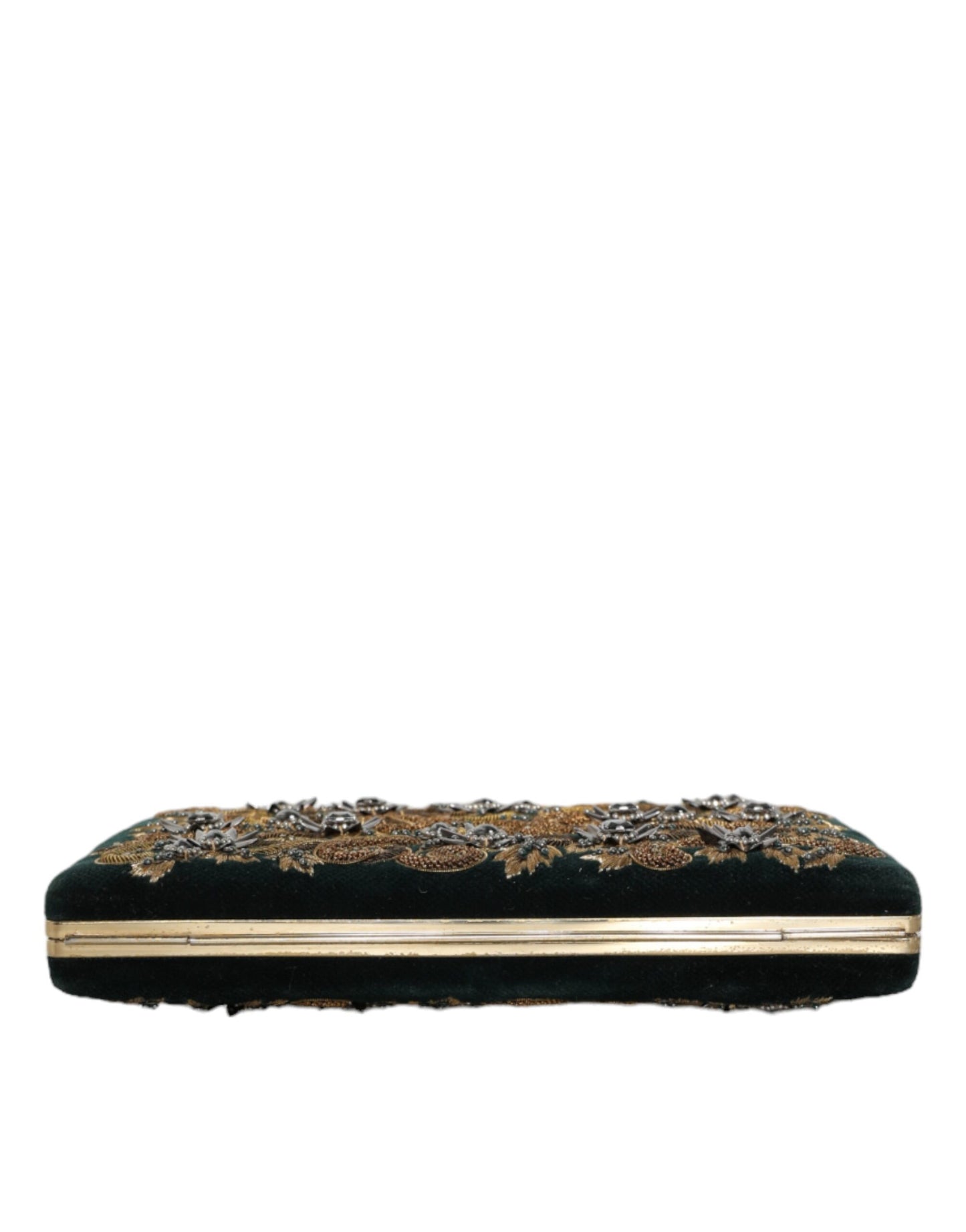 Dolce & Gabbana Schwarze Samt Clutch mit Goldrahmen - Exklusive Abendhandtasche