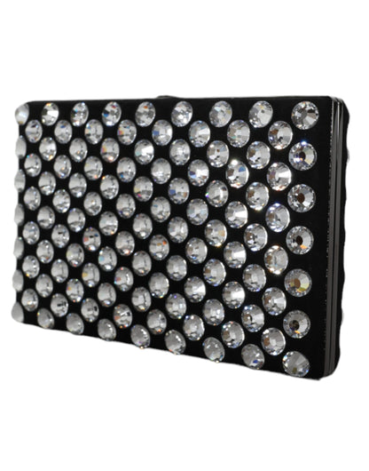 Dolce & Gabbana Schwarze Samt-Kristall-Kupplungs-Handtasche für elegante Anlässe