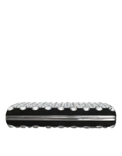 Dolce & Gabbana Schwarze Samt-Kristall-Kupplungs-Handtasche für elegante Anlässe