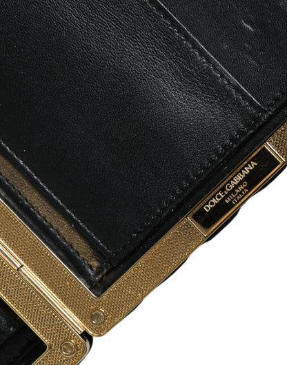 Dolce & Gabbana Bordeaux und Schwarz Samt Clutch mit Goldrahmen
