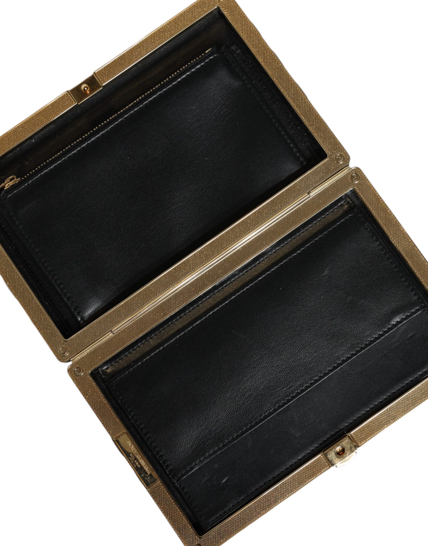 Dolce & Gabbana Bordeaux und Schwarz Samt Clutch mit Goldrahmen