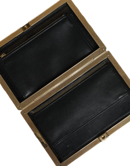 Dolce & Gabbana Bordeaux und Schwarz Samt Clutch mit Goldrahmen