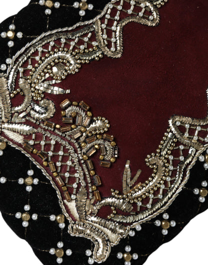 Dolce & Gabbana Bordeaux und Schwarz Samt Clutch mit Goldrahmen