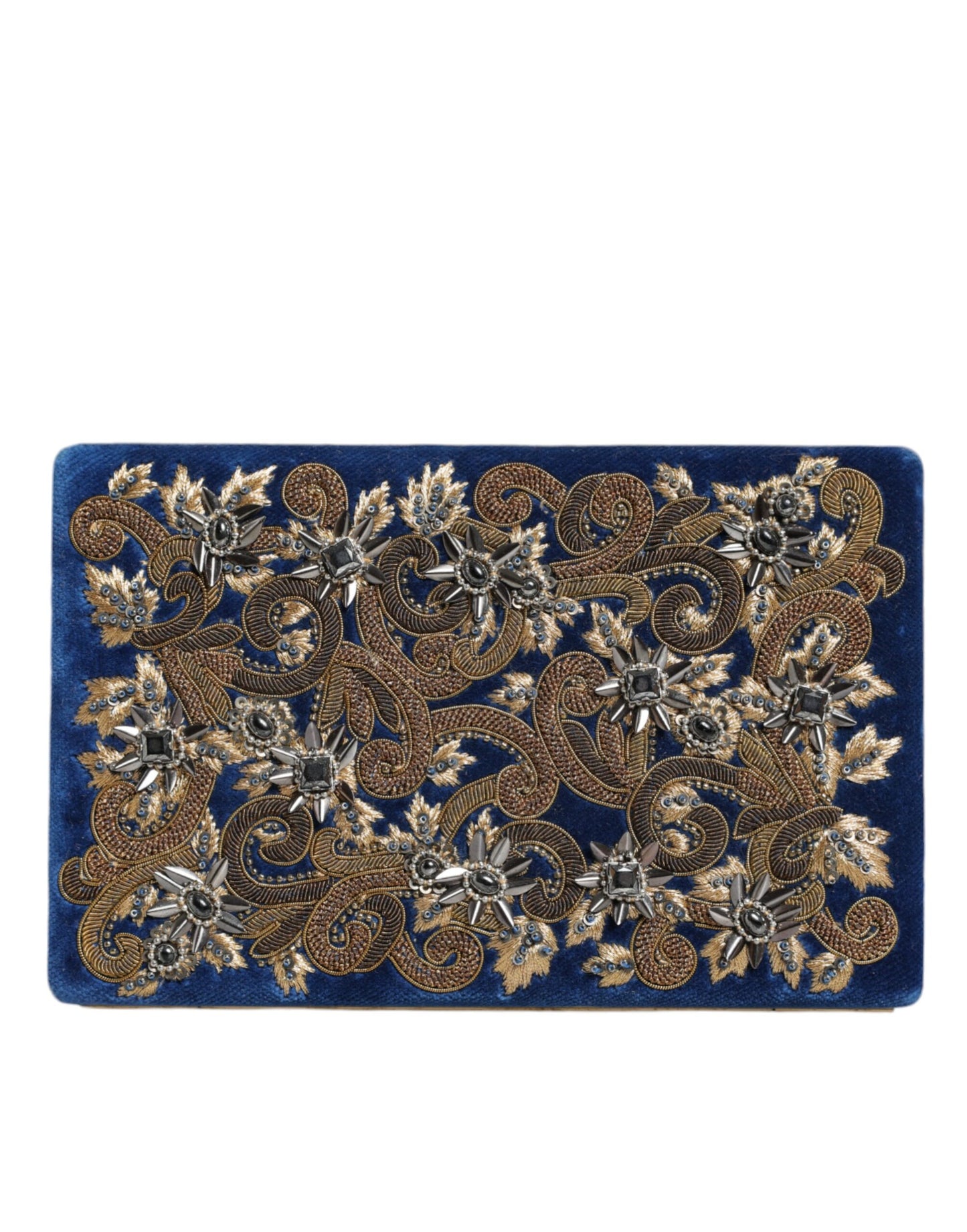 Dolce & Gabbana Blau Samt Gold Rahmen Kupplung Abend Handtasche