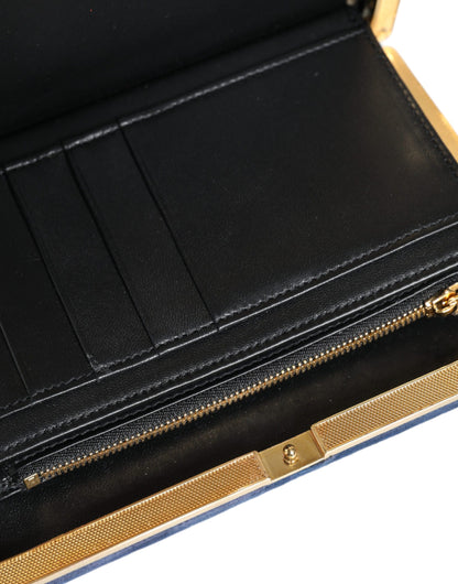 Dolce & Gabbana Blau Samt Gold Rahmen Kupplung Abend Handtasche