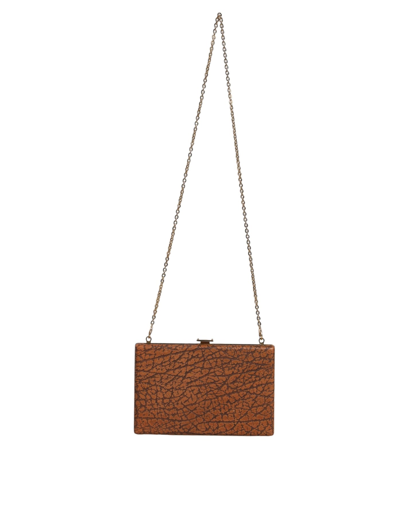 Dolce & Gabbana Braune Leder Goldrahmen Mini Clutch Crossbody Tasche