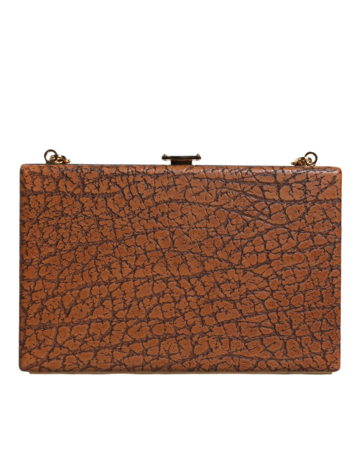 Dolce & Gabbana Braune Leder Goldrahmen Mini Clutch Crossbody Tasche