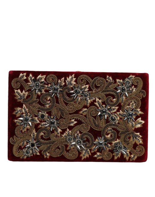 Dolce & Gabbana Rot Samt Gold Rahmen Kupplung - Elegante Abendtasche