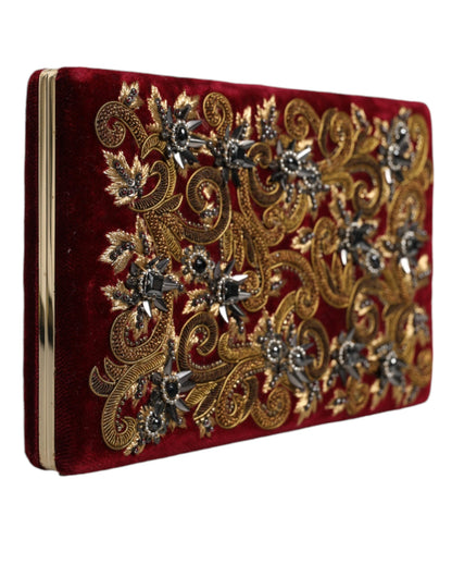 Dolce & Gabbana Rot Samt Gold Rahmen Kupplung - Elegante Abendtasche