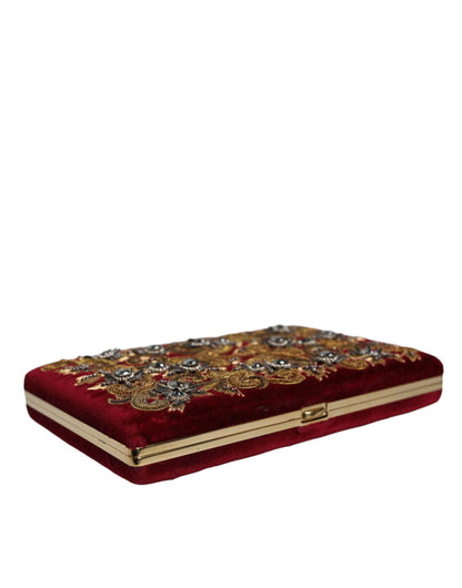 Dolce & Gabbana Rot Samt Gold Rahmen Kupplung - Elegante Abendtasche