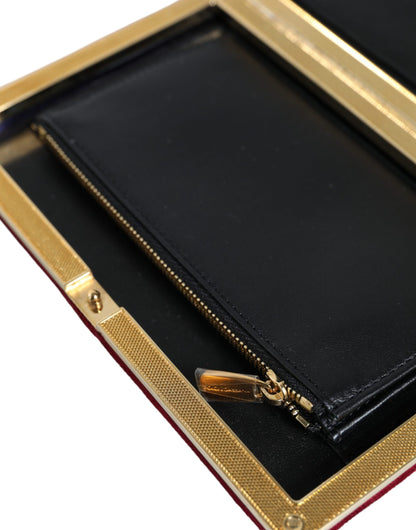 Dolce & Gabbana Rot Samt Gold Rahmen Kupplung - Elegante Abendtasche