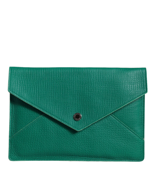 Dolce & Gabbana Grüne Lederhandtasche Clutch Mini Purse Tablet Case - Eleganz für die anspruchsvolle Frau