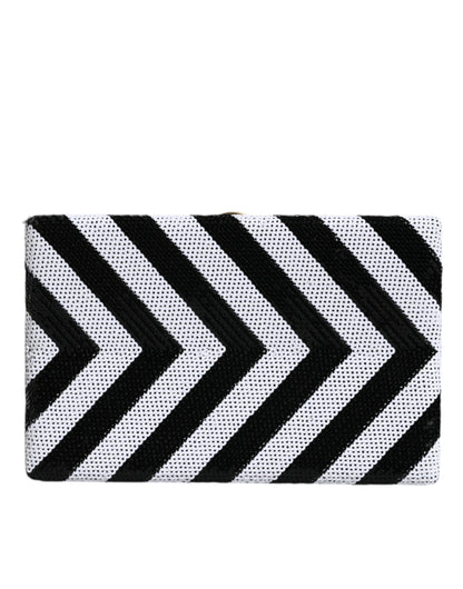 Dolce & Gabbana Miniatur-Clutch Schwarz Weiß mit Goldenen Akzenten