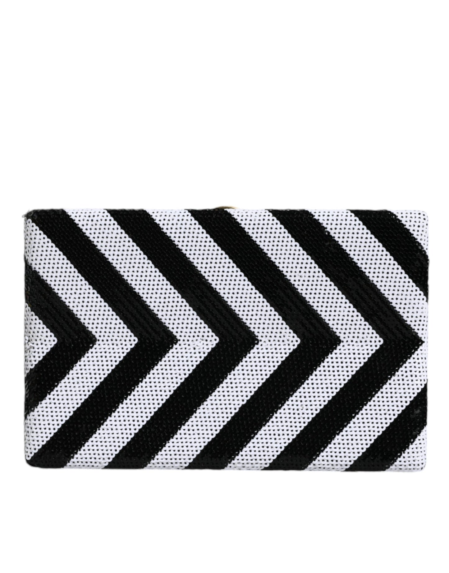 Dolce & Gabbana Miniatur-Clutch Schwarz Weiß mit Goldenen Akzenten
