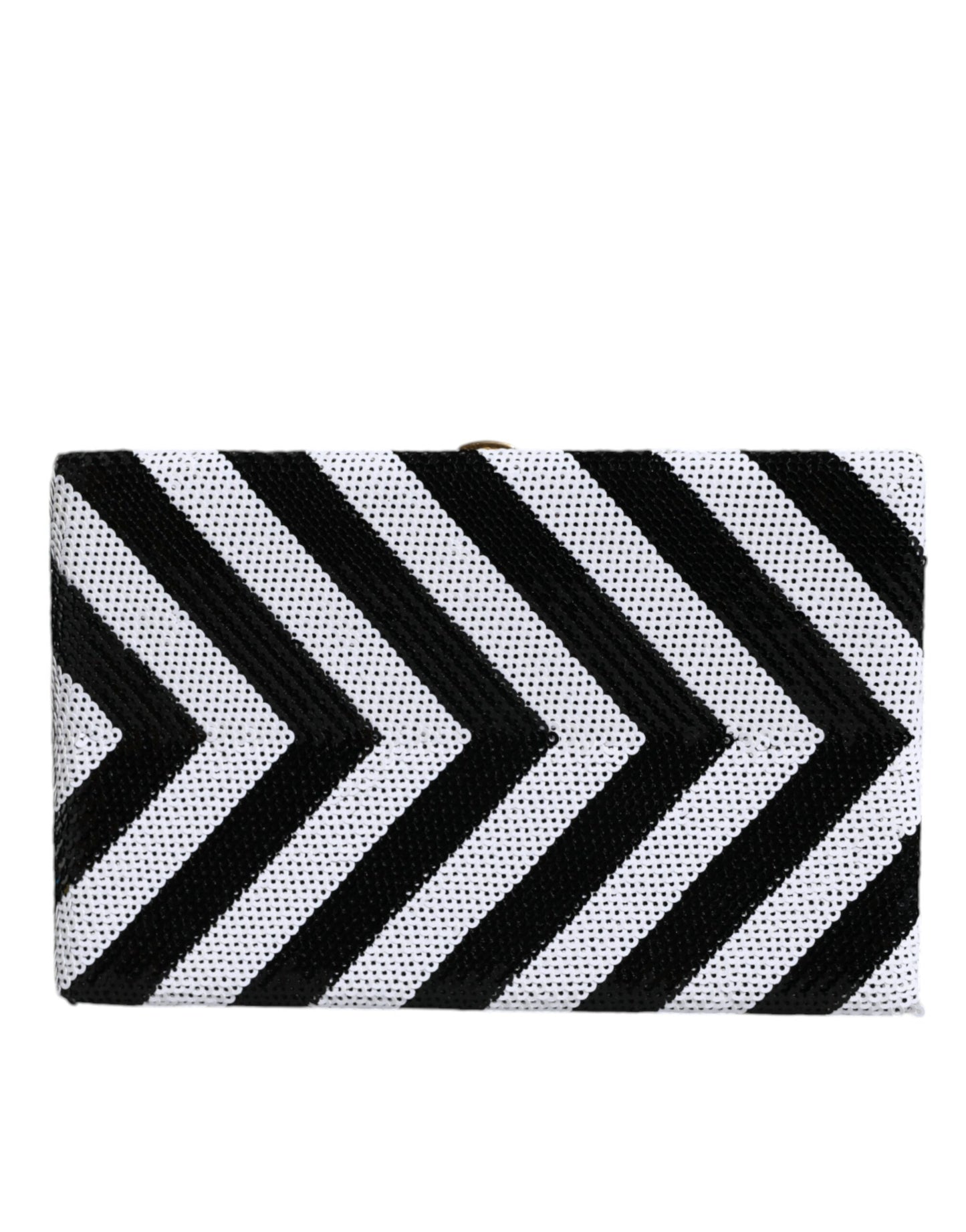Dolce & Gabbana Miniatur-Clutch Schwarz Weiß mit Goldenen Akzenten