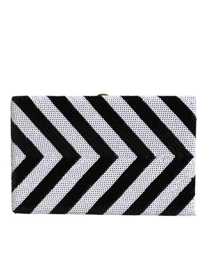 Dolce & Gabbana Miniatur-Clutch Schwarz Weiß mit Goldenen Akzenten