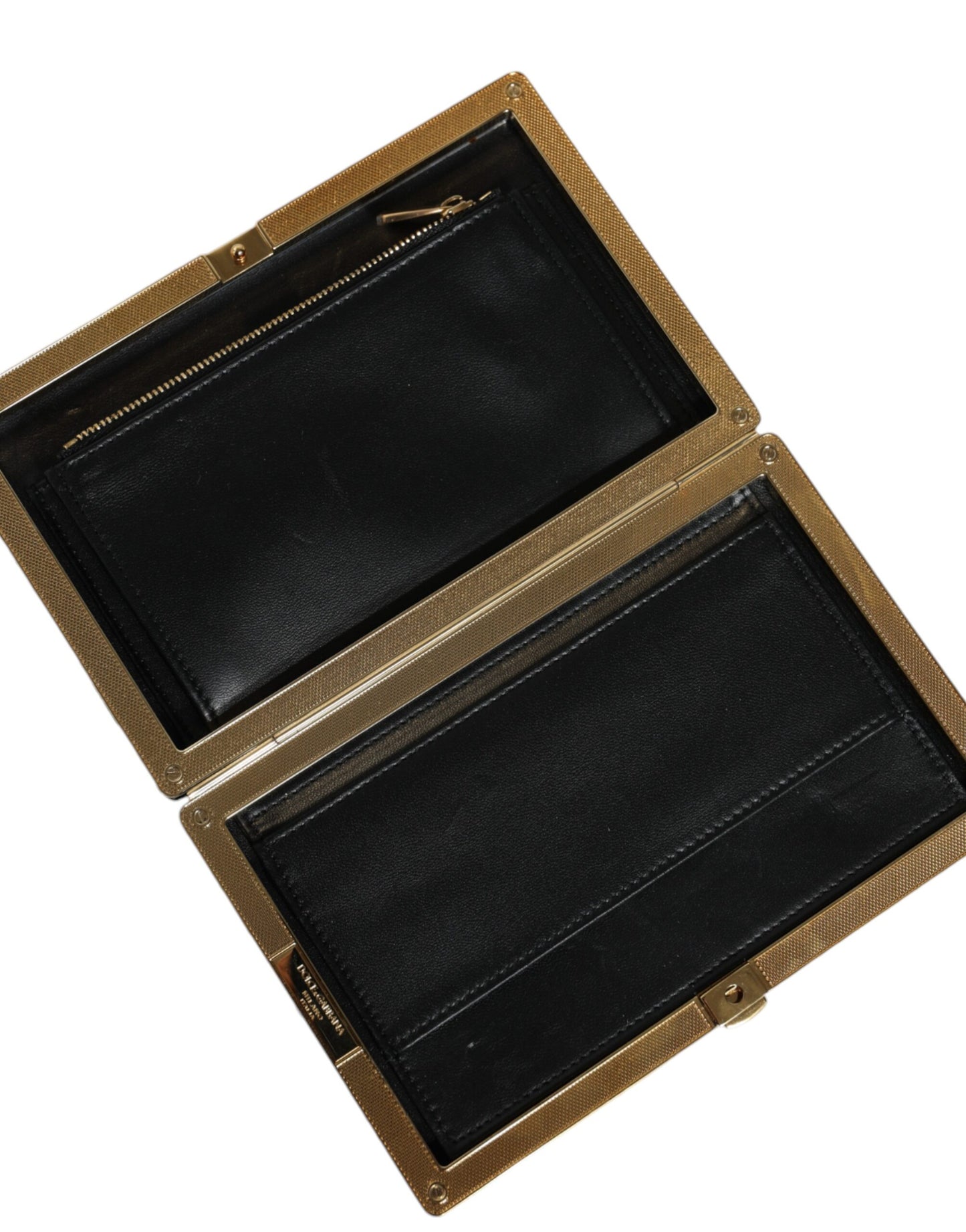 Dolce & Gabbana Miniatur-Clutch Schwarz Weiß mit Goldenen Akzenten