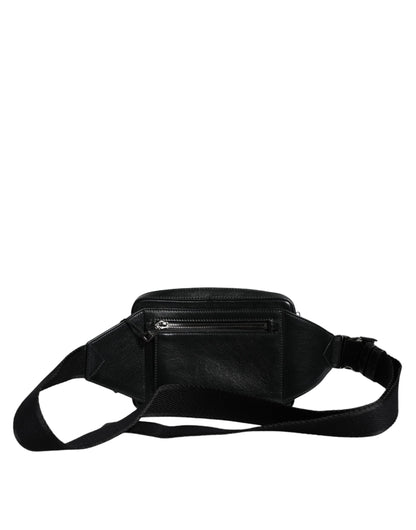 Dolce & Gabbana Schwarze Leder Gürteltasche mit LED-Logo für Damen